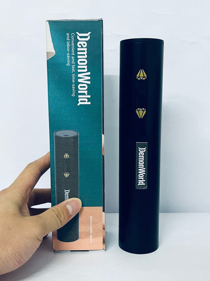 DemonWorld Corkscrew with Foil Cutter, USB Charging Cable, LED Light Indicator, Gift Idea for Wine Lovers, Black