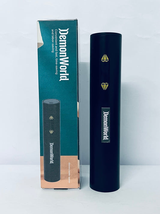 DemonWorld Corkscrew with Foil Cutter, USB Charging Cable, LED Light Indicator, Gift Idea for Wine Lovers, Black