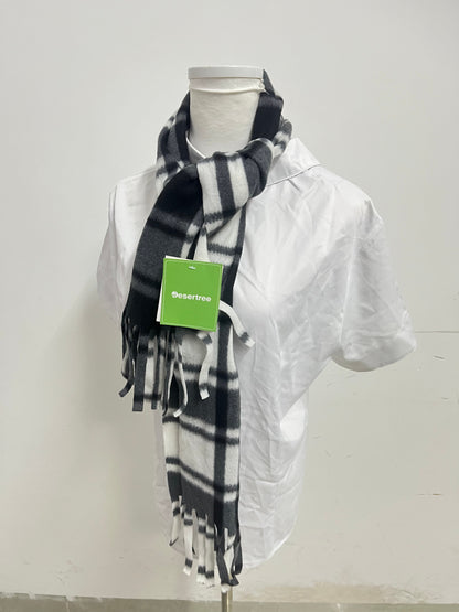 【Desertree Plaid Fringe Scarf】—— Stylish & Warm Accessory for Daily Outfits