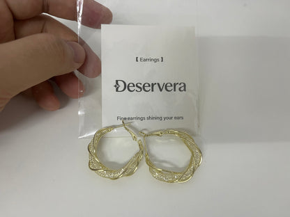 Deservera Woven Gilded Hoop Earrings Retro & Elegant Statement Piece for Outfits