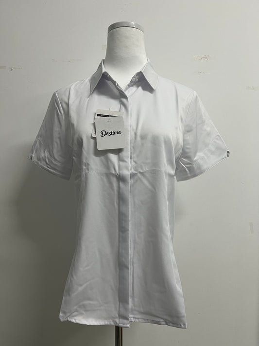 Destime Womens Button Down Shirts Stretch Wrinkle Free Formal Short Sleeve Dress Shirt Summer Work Blouses Business Casual Tops