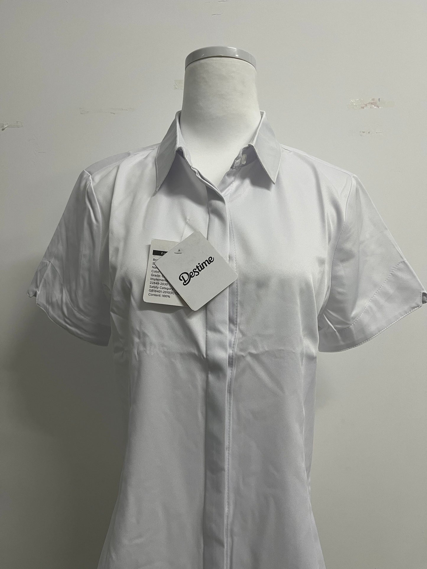 Destime Womens Button Down Shirts Stretch Wrinkle Free Formal Short Sleeve Dress Shirt Summer Work Blouses Business Casual Tops