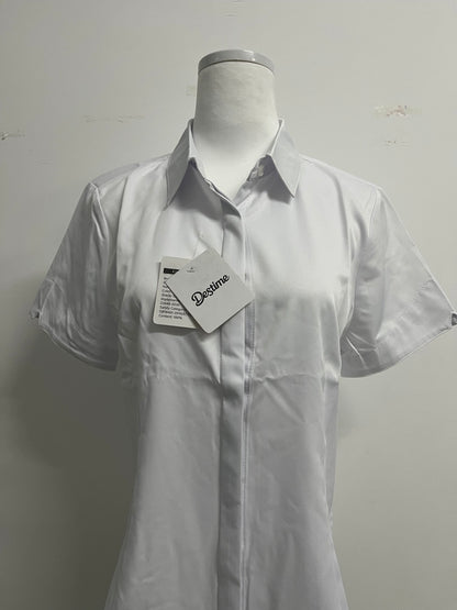 Destime Womens Button Down Shirts Stretch Wrinkle Free Formal Short Sleeve Dress Shirt Summer Work Blouses Business Casual Tops