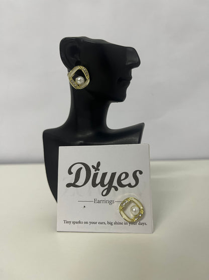 Diyes Geometric Pearl Rhinestone Earrings, Luxury Vintage Elegant Earrings, Versatile Jewelry for Daily & Office