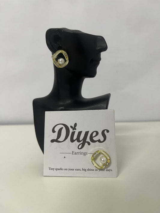 Diyes Geometric Pearl Rhinestone Earrings, Luxury Vintage Elegant Earrings, Versatile Jewelry for Daily & Office