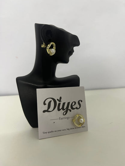 Diyes Geometric Pearl Rhinestone Earrings, Luxury Vintage Elegant Earrings, Versatile Jewelry for Daily & Office