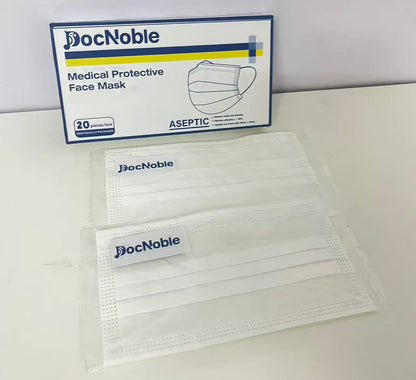 DocNoble Medical Protective Face Mask 20-Count Individually Packaged Aseptic Protection A Reliable Barrier for Daily Outings