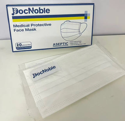 DocNoble Medical Protective Face Mask 20-Count Individually Packaged Aseptic Protection A Reliable Barrier for Daily Outings