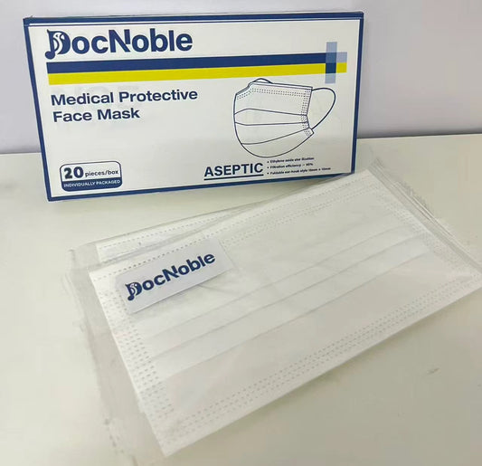 DocNoble Medical Protective Face Mask 20-Count Individually Packaged Aseptic Protection A Reliable Barrier for Daily Outings