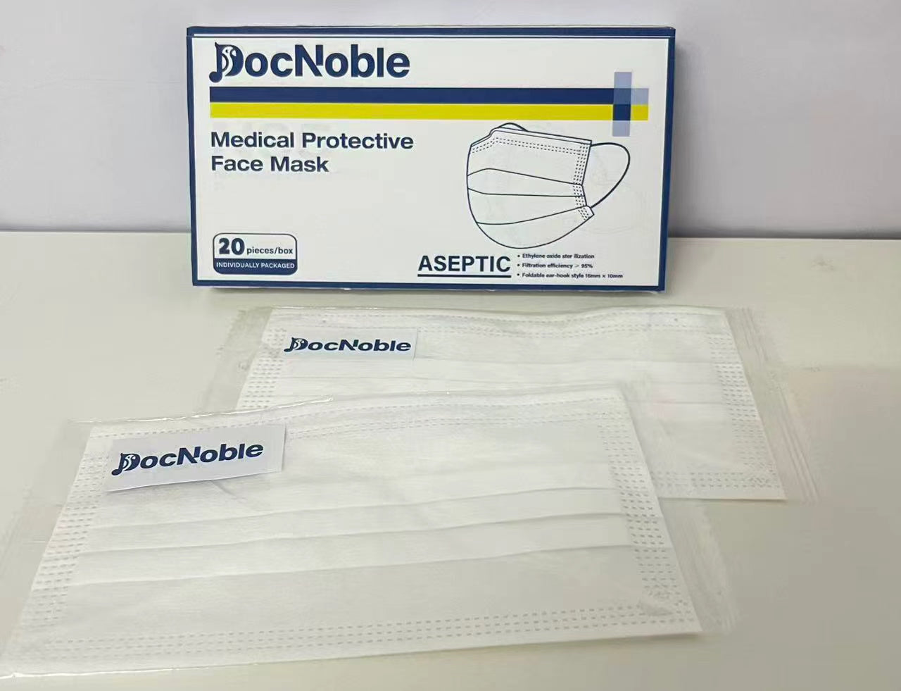 DocNoble Medical Protective Face Mask 20-Count Individually Packaged Aseptic Protection A Reliable Barrier for Daily Outings