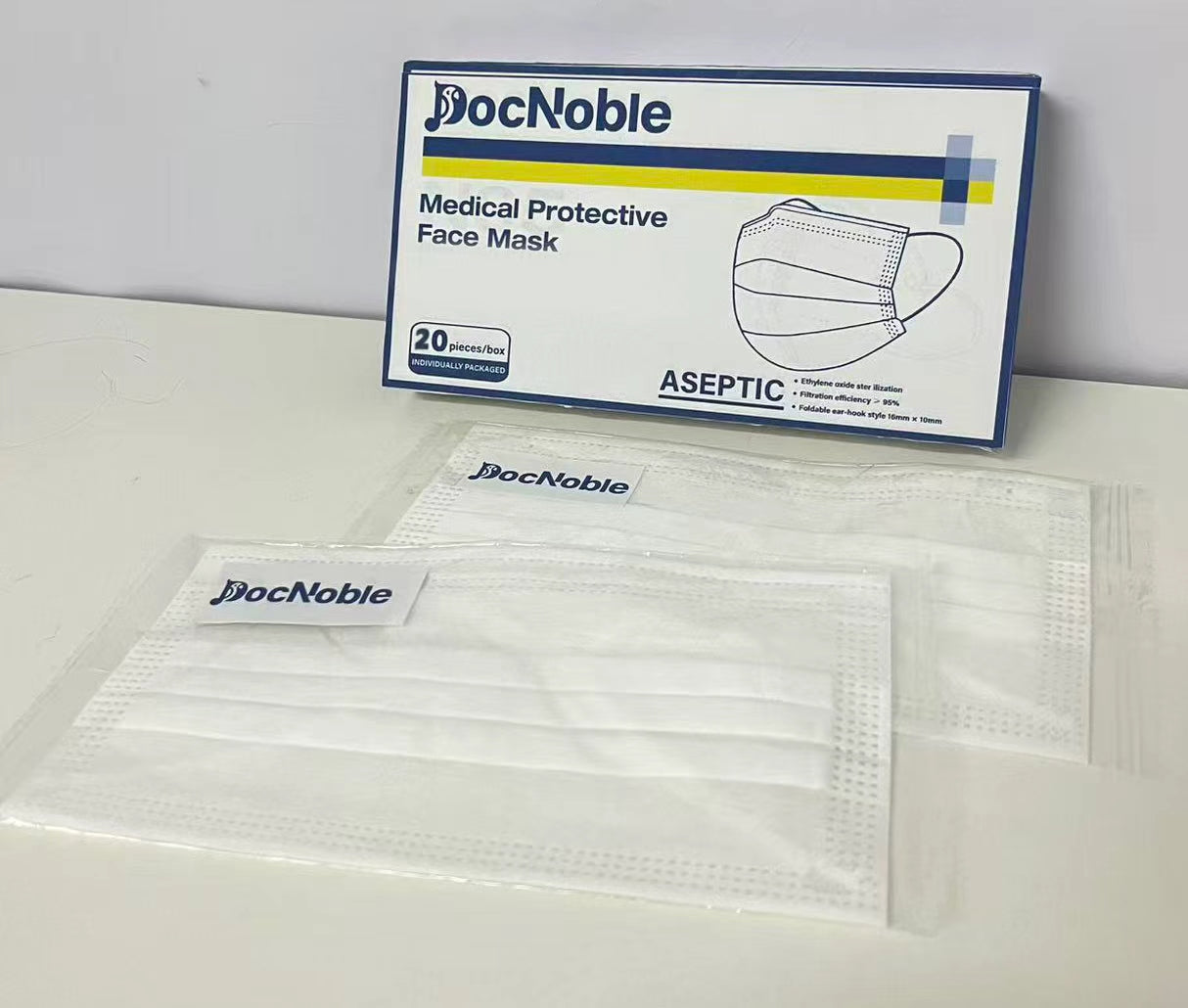 DocNoble Medical Protective Face Mask 20-Count Individually Packaged Aseptic Protection A Reliable Barrier for Daily Outings