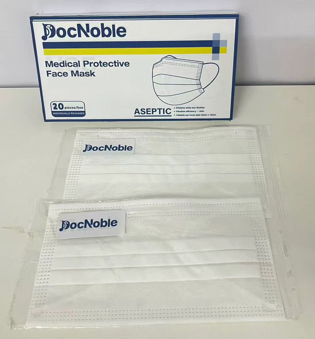 DocNoble Medical Protective Face Mask 20-Count Individually Packaged Aseptic Protection A Reliable Barrier for Daily Outings