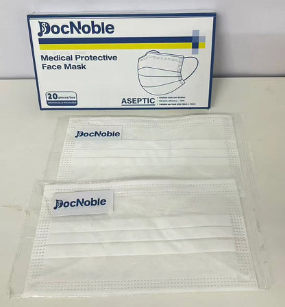 DocNoble Medical Protective Face Mask 20-Count Individually Packaged Aseptic Protection A Reliable Barrier for Daily Outings