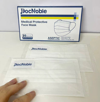 DocNoble Medical Protective Face Mask 20-Count Individually Packaged Aseptic Protection A Reliable Barrier for Daily Outings