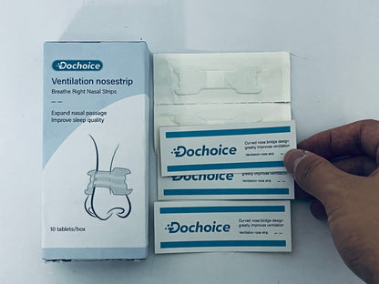 Dochoice Ventilation Nasal Strips, 10 Count - Curved Nose Bridge Design to Expand Nasal Passage & Improve Sleep Quality