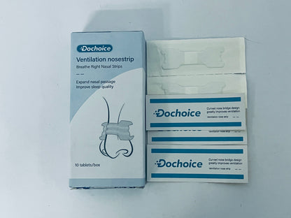 Dochoice Ventilation Nasal Strips, 10 Count - Curved Nose Bridge Design to Expand Nasal Passage & Improve Sleep Quality