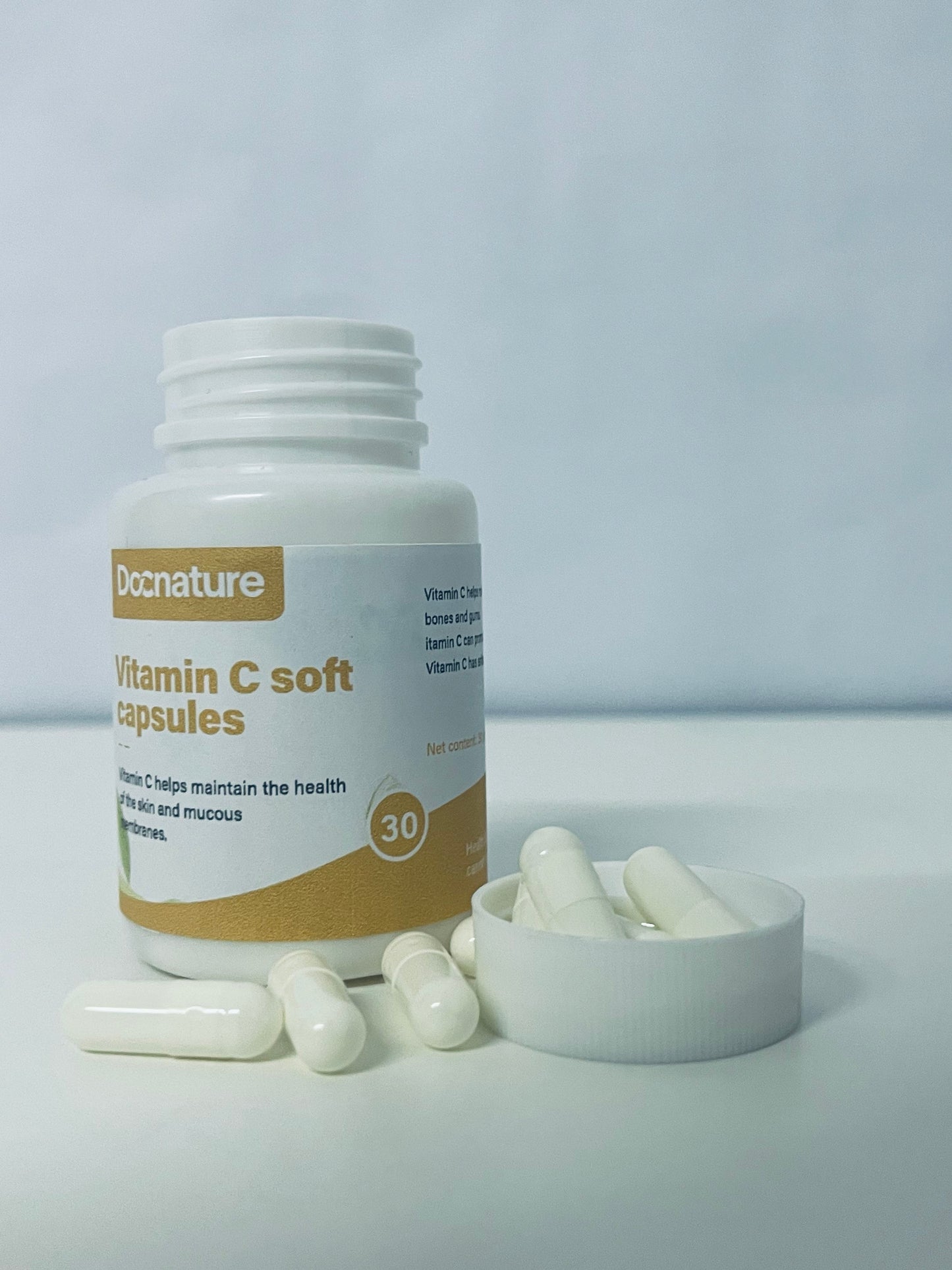 Docnature Vitamin C Soft Capsules Gentle & Easy to Absorb Support Skin & Mucous Membrane Health A Choice for Daily Nutritional Supplement