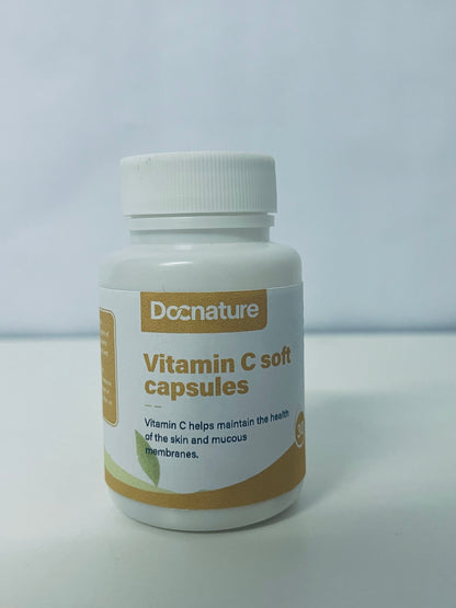 Docnature Vitamin C Soft Capsules Gentle & Easy to Absorb Support Skin & Mucous Membrane Health A Choice for Daily Nutritional Supplement