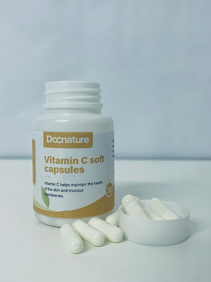 Docnature Vitamin C Soft Capsules Gentle & Easy to Absorb Support Skin & Mucous Membrane Health A Choice for Daily Nutritional Supplement