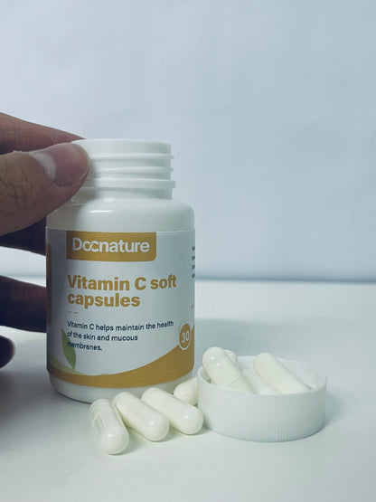 Docnature Vitamin C Soft Capsules Gentle & Easy to Absorb Support Skin & Mucous Membrane Health A Choice for Daily Nutritional Supplement