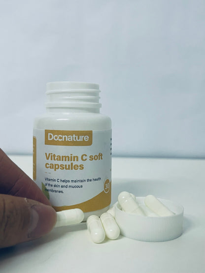 Docnature Vitamin C Soft Capsules Gentle & Easy to Absorb Support Skin & Mucous Membrane Health A Choice for Daily Nutritional Supplement