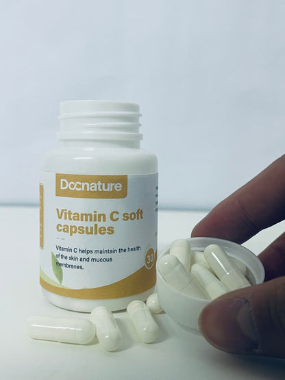 Docnature Vitamin C Soft Capsules Gentle & Easy to Absorb Support Skin & Mucous Membrane Health A Choice for Daily Nutritional Supplement