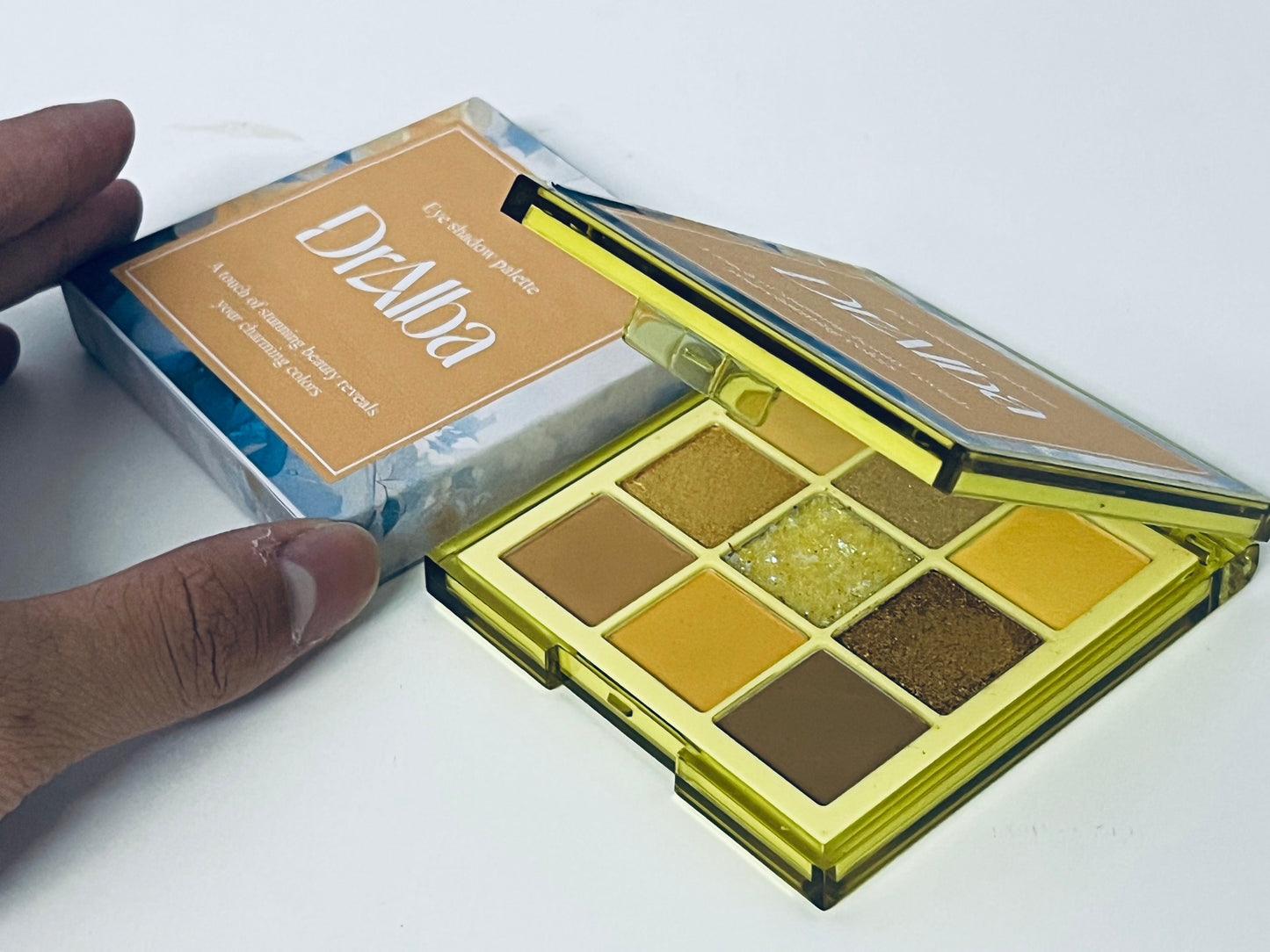 DrAlba 9-Color Eyeshadow Palette, Summer Vibe Earth Tone, Matte/Shimmer/Glitter Textures, Versatile for Daily & Dating Looks