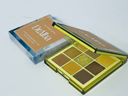DrAlba 9-Color Eyeshadow Palette, Summer Vibe Earth Tone, Matte/Shimmer/Glitter Textures, Versatile for Daily & Dating Looks