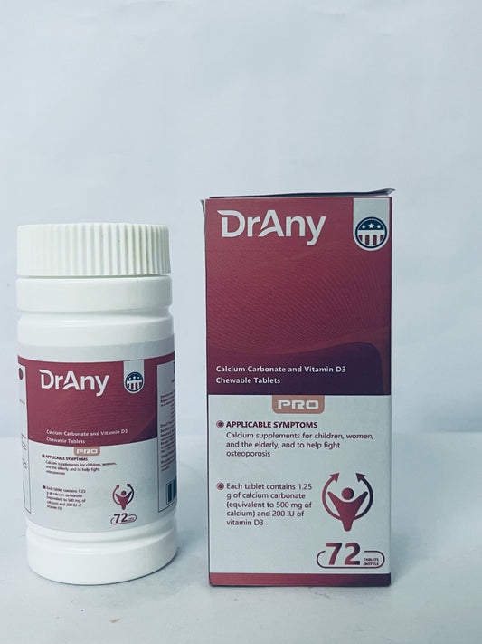 DrAny Calcium supplements Calcium Carbonate and Vitamin D3 Chewable Tablets - The Optimal Choice for Strong Bones