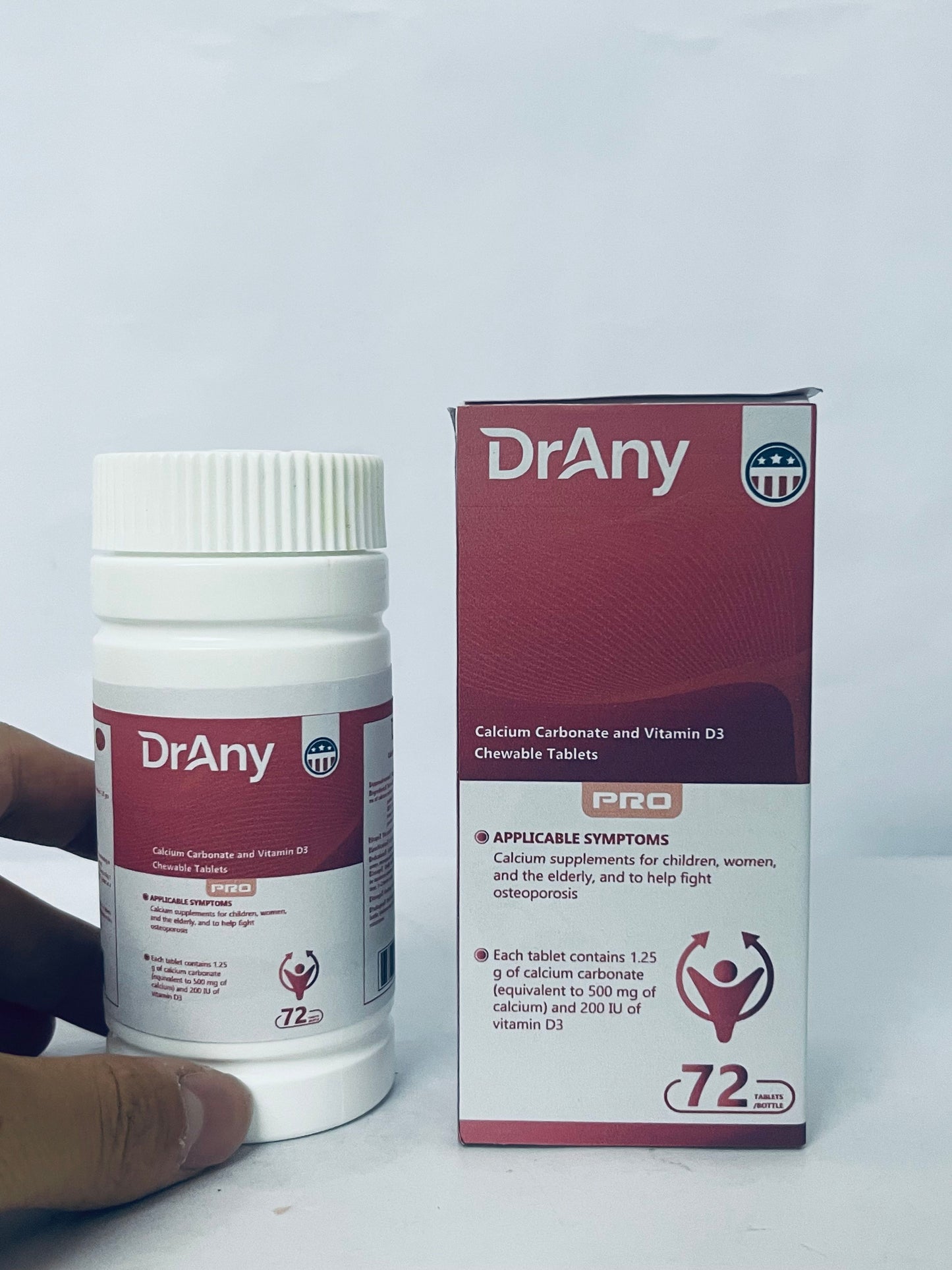 DrAny Calcium supplements Calcium Carbonate and Vitamin D3 Chewable Tablets - The Optimal Choice for Strong Bones