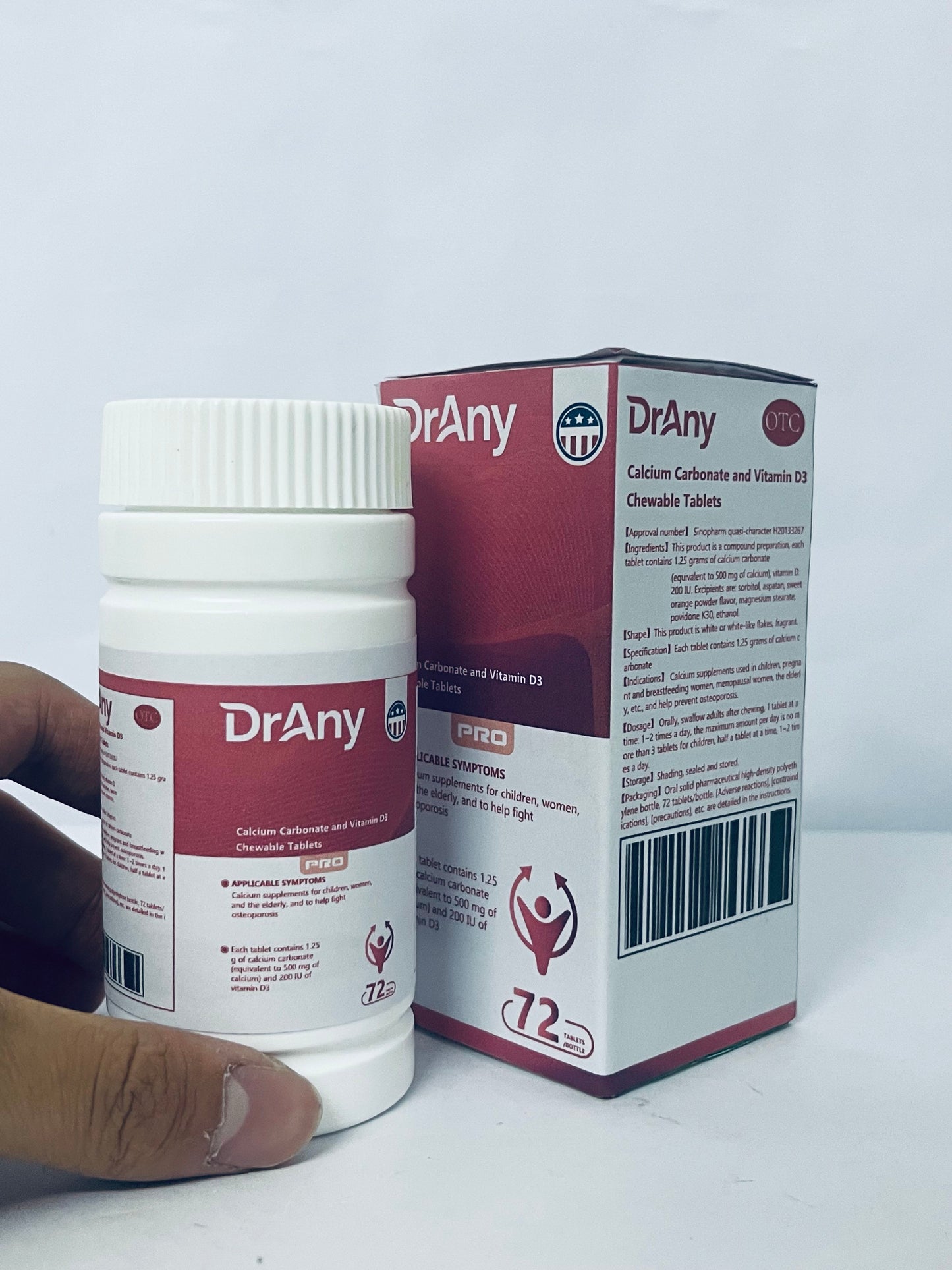 DrAny Calcium supplements Calcium Carbonate and Vitamin D3 Chewable Tablets - The Optimal Choice for Strong Bones