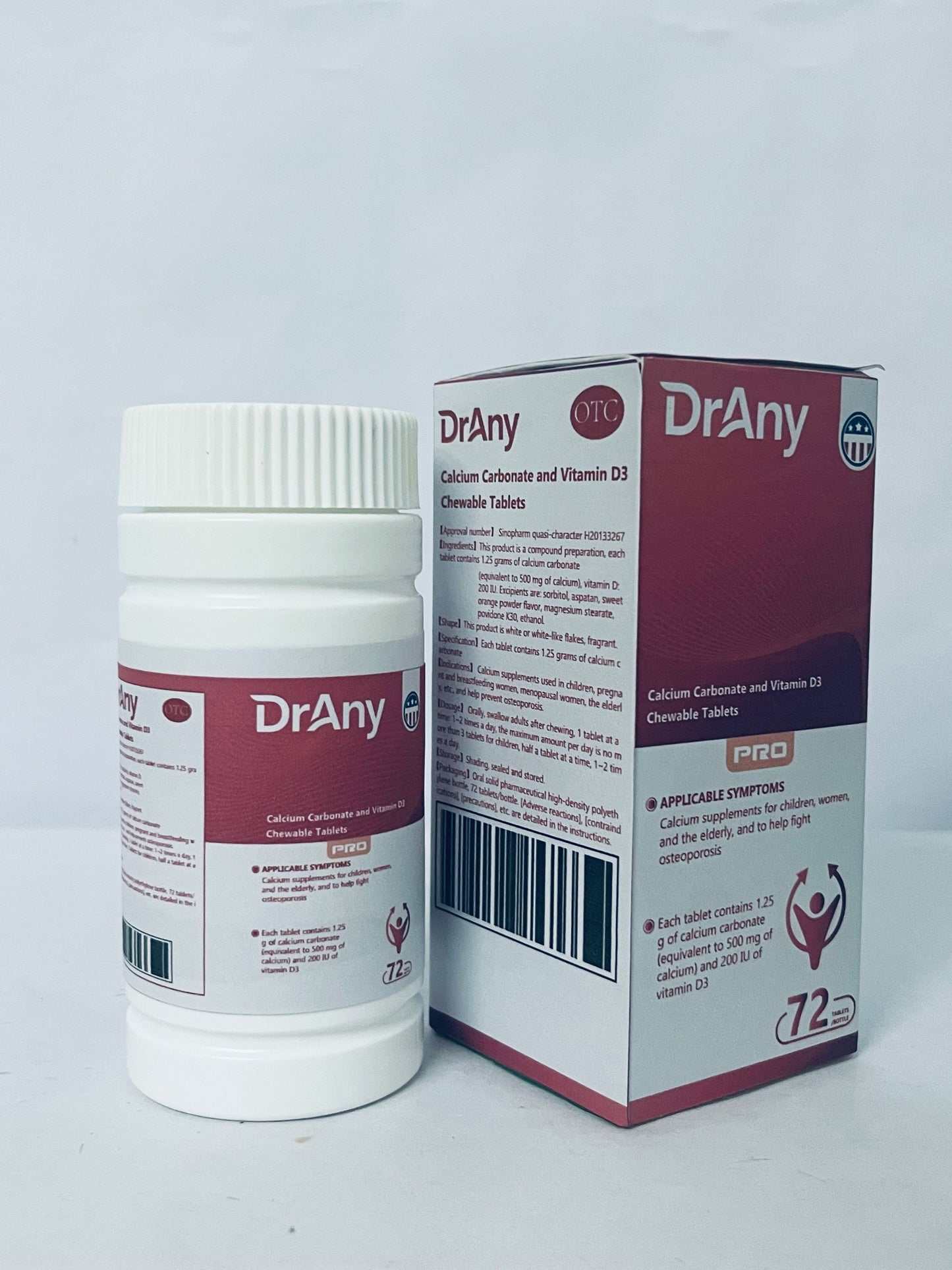 DrAny Calcium supplements Calcium Carbonate and Vitamin D3 Chewable Tablets - The Optimal Choice for Strong Bones