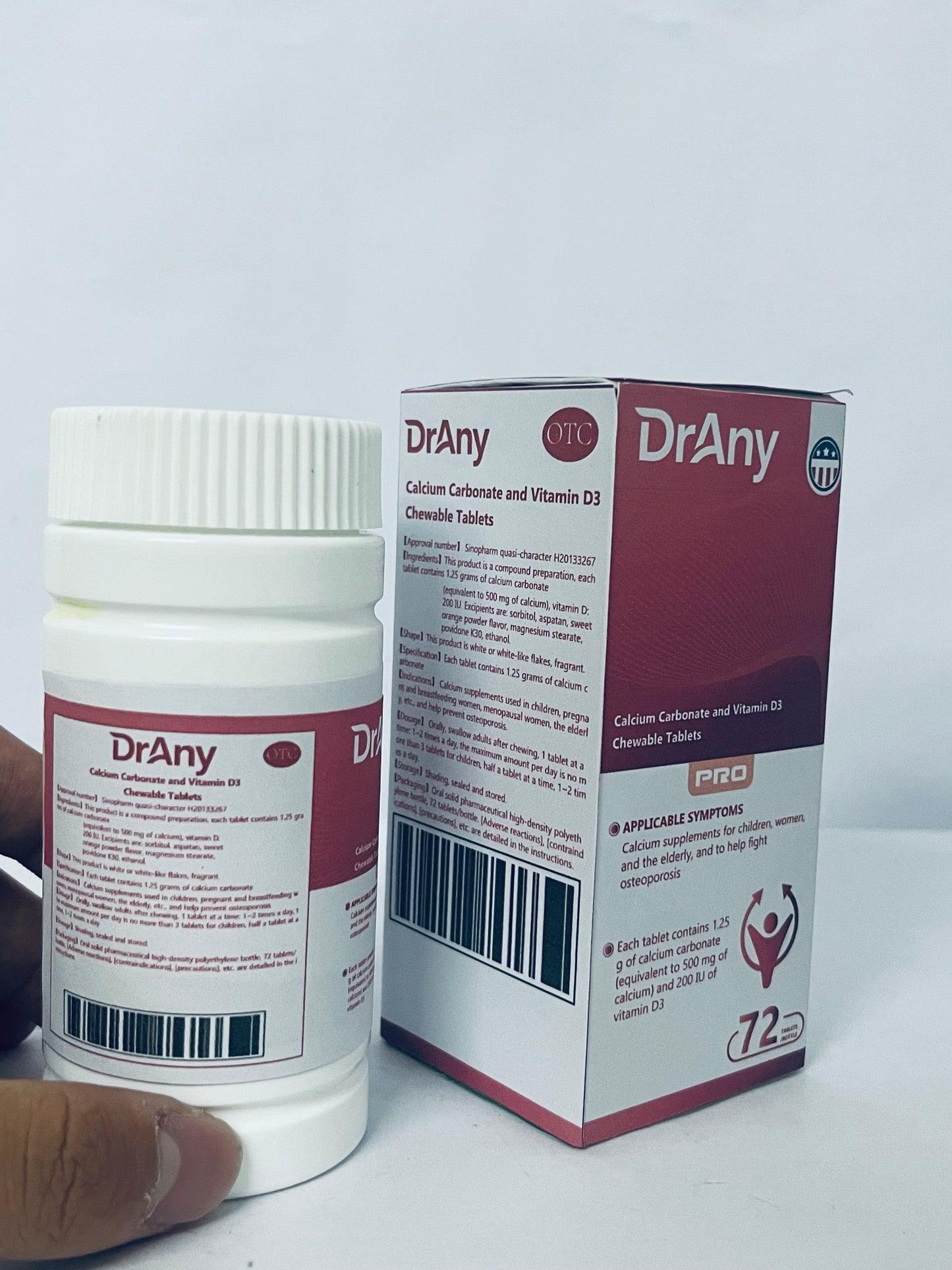DrAny Calcium supplements Calcium Carbonate and Vitamin D3 Chewable Tablets - The Optimal Choice for Strong Bones