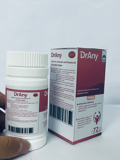 DrAny Calcium supplements Calcium Carbonate and Vitamin D3 Chewable Tablets - The Optimal Choice for Strong Bones