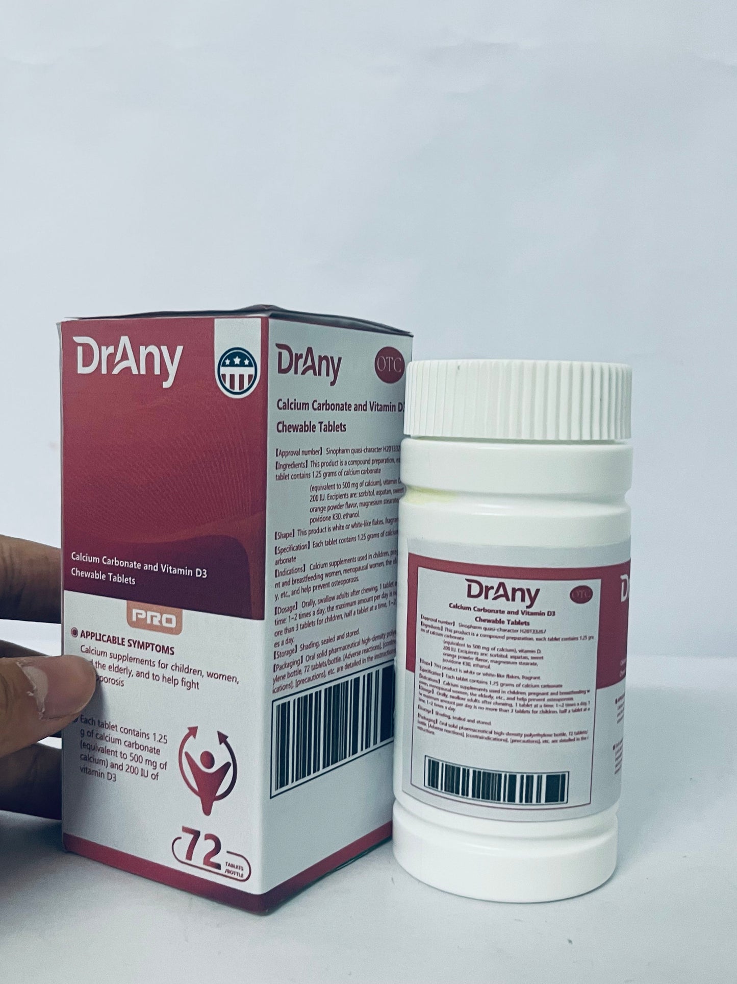 DrAny Calcium supplements Calcium Carbonate and Vitamin D3 Chewable Tablets - The Optimal Choice for Strong Bones