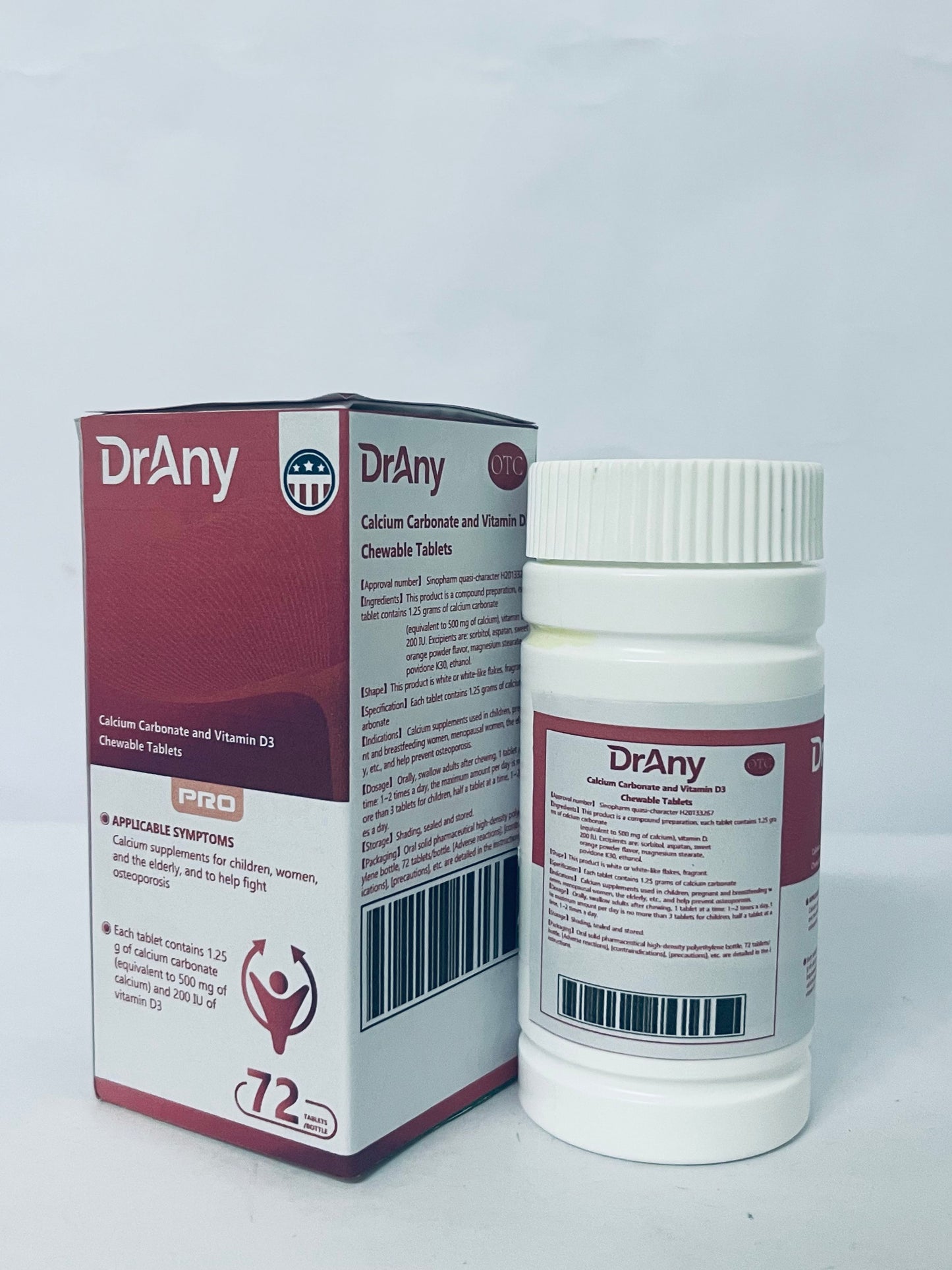 DrAny Calcium supplements Calcium Carbonate and Vitamin D3 Chewable Tablets - The Optimal Choice for Strong Bones