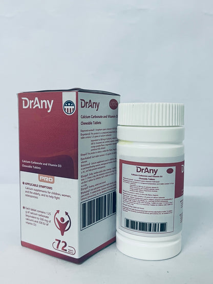 DrAny Calcium supplements Calcium Carbonate and Vitamin D3 Chewable Tablets - The Optimal Choice for Strong Bones