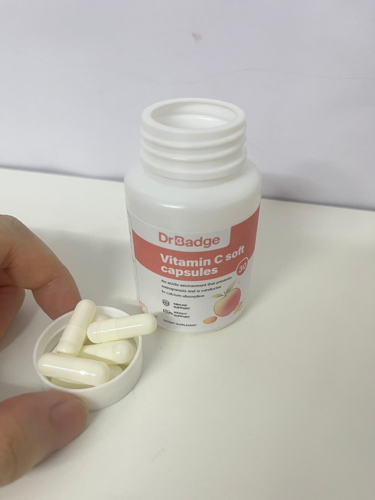 DrBadge Vitamin C Soft Capsules (Peach Flavor) A Gentle & Portable Item for Daily Nutritional Supplement