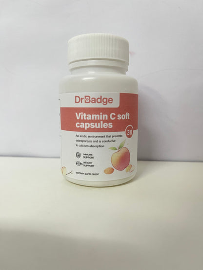 DrBadge Vitamin C Soft Capsules (Peach Flavor) A Gentle & Portable Item for Daily Nutritional Supplement