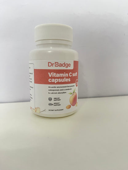 DrBadge Vitamin C Soft Capsules (Peach Flavor) A Gentle & Portable Item for Daily Nutritional Supplement