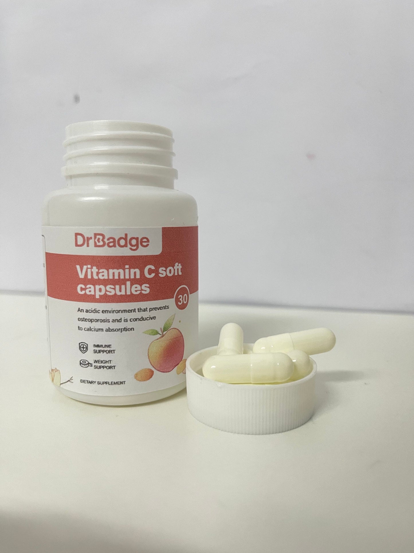 DrBadge Vitamin C Soft Capsules (Peach Flavor) A Gentle & Portable Item for Daily Nutritional Supplement