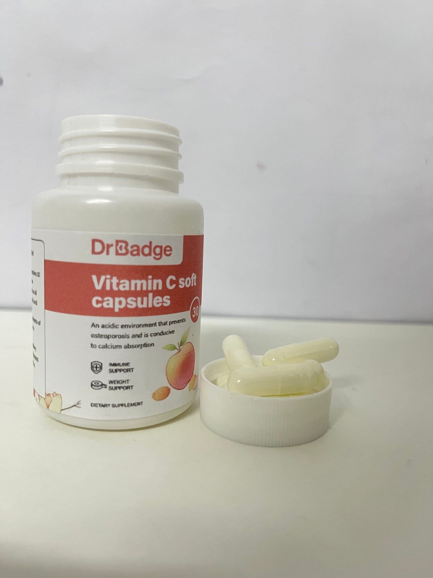 DrBadge Vitamin C Soft Capsules (Peach Flavor) A Gentle & Portable Item for Daily Nutritional Supplement