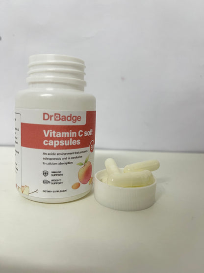 DrBadge Vitamin C Soft Capsules (Peach Flavor) A Gentle & Portable Item for Daily Nutritional Supplement