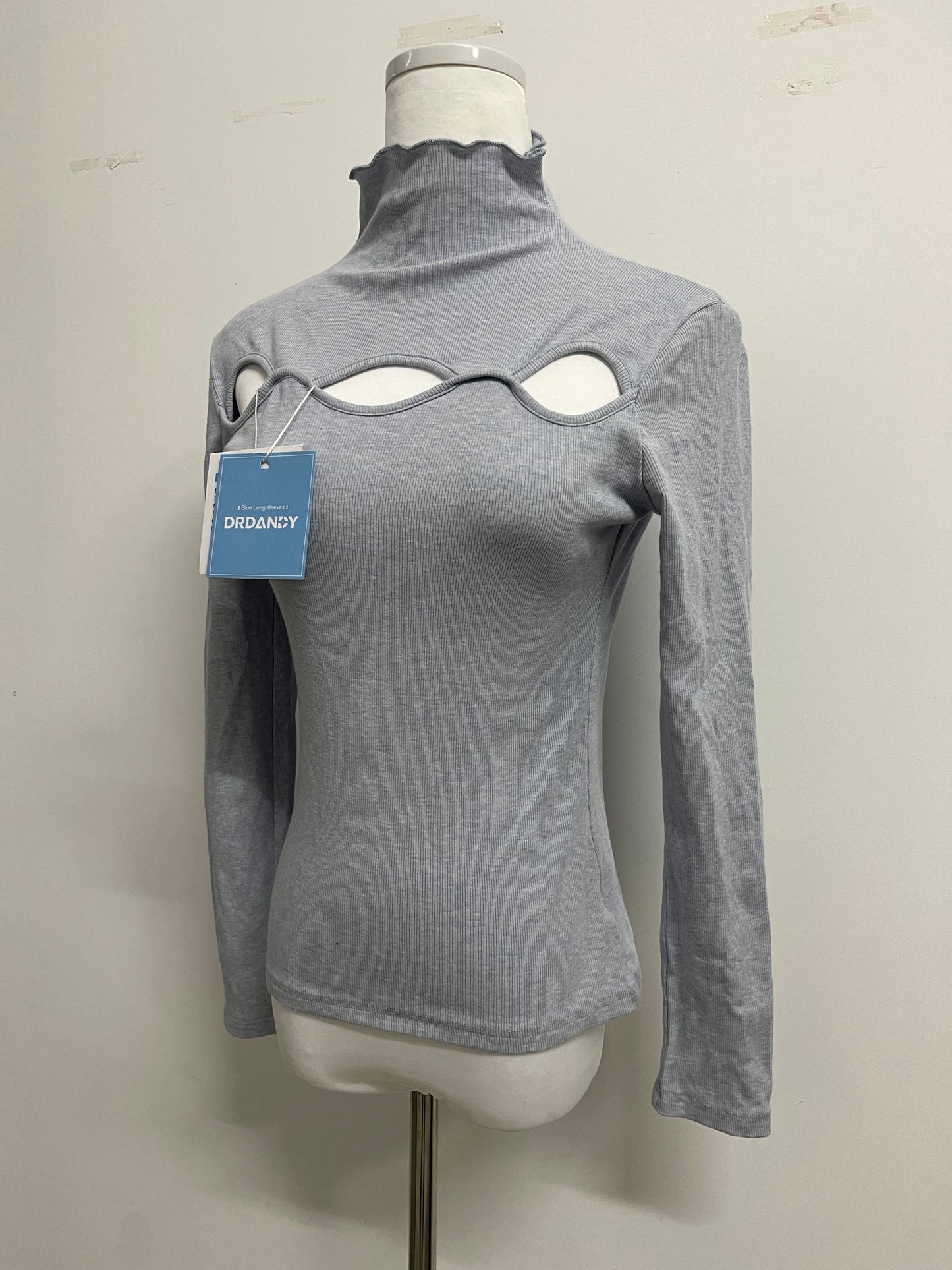 DRDANDY Womens Fashion Sweaters Cutout Slim Fit Long Sleeve Sexy Shirts Crewneck Knit Tops
