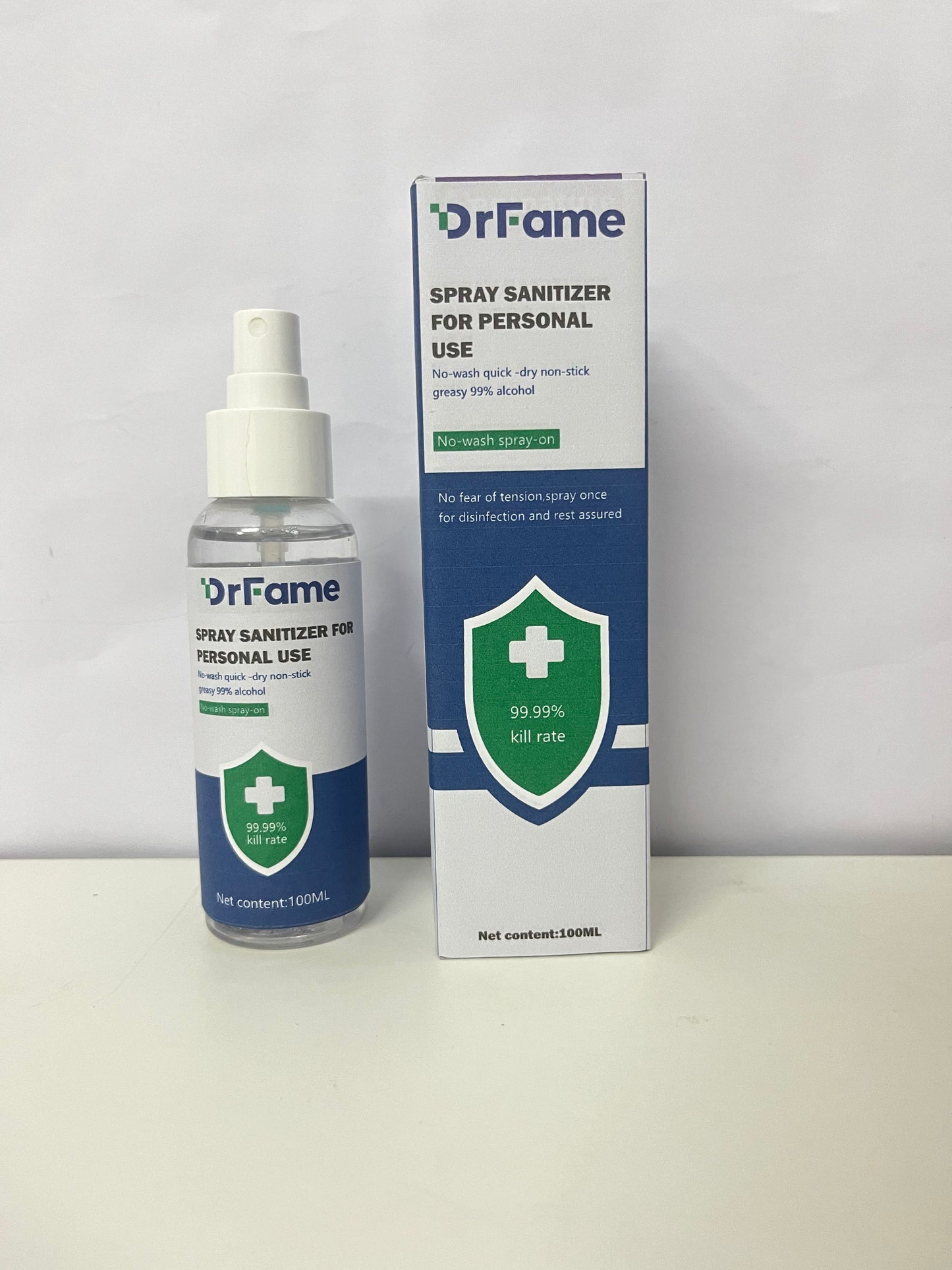 DrFame Personal Portable Sanitizer Spray 99% Alcohol Formula No-Wash Quick-Dry A Reliable Companion for Daily Protection