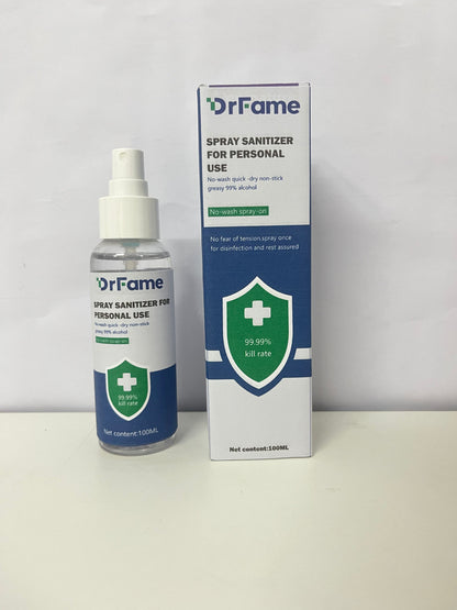 DrFame Personal Portable Sanitizer Spray 99% Alcohol Formula No-Wash Quick-Dry A Reliable Companion for Daily Protection