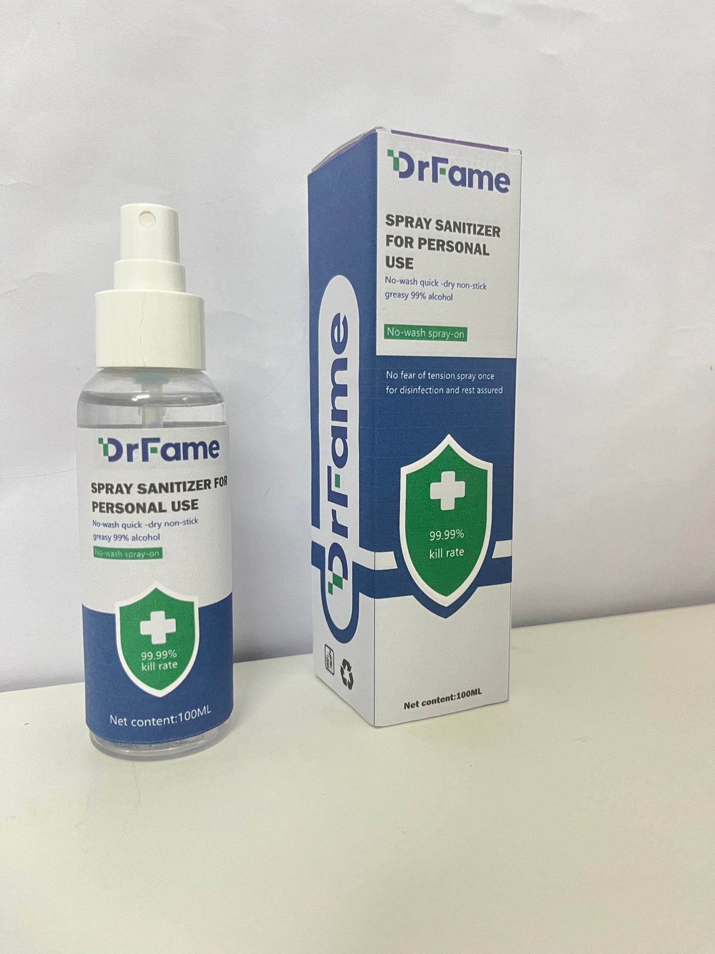 DrFame Personal Portable Sanitizer Spray 99% Alcohol Formula No-Wash Quick-Dry A Reliable Companion for Daily Protection