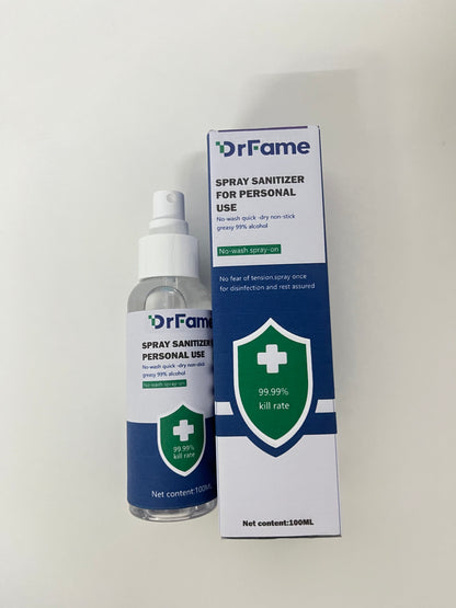 DrFame Personal Portable Sanitizer Spray 99% Alcohol Formula No-Wash Quick-Dry A Reliable Companion for Daily Protection