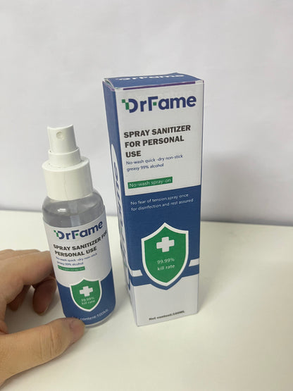 DrFame Personal Portable Sanitizer Spray 99% Alcohol Formula No-Wash Quick-Dry A Reliable Companion for Daily Protection