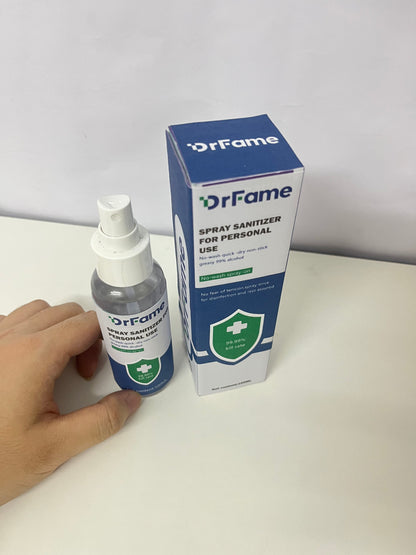 DrFame Personal Portable Sanitizer Spray 99% Alcohol Formula No-Wash Quick-Dry A Reliable Companion for Daily Protection